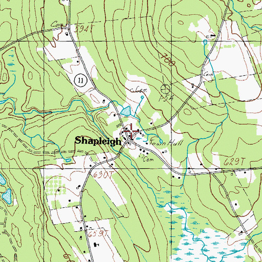 Topographic Map of Shapleigh, ME