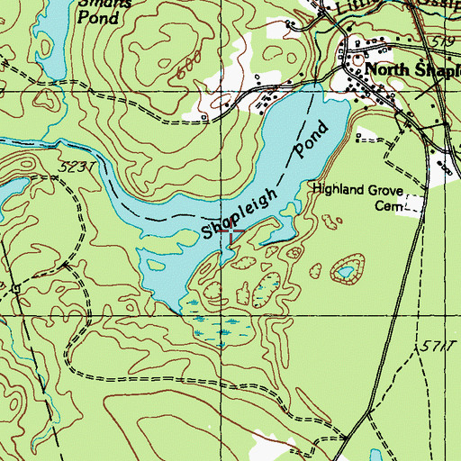 Topographic Map of Shapleigh Pond, ME