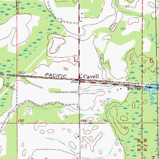 Topographic Map of Cavell, AR