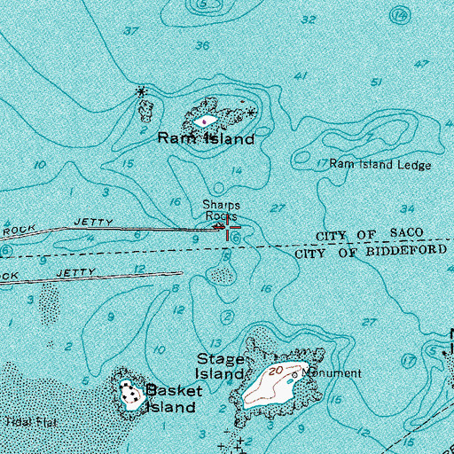 Topographic Map of Sharps Rocks, ME