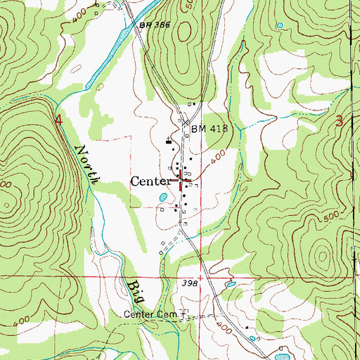 Topographic Map of Center, AR
