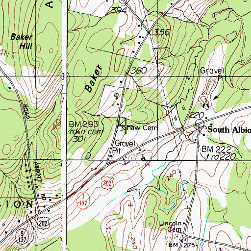 Topographic Map of Shaw Cemetery, ME