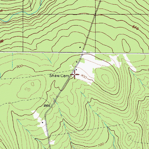 Topographic Map of Shaw Cemetery, ME