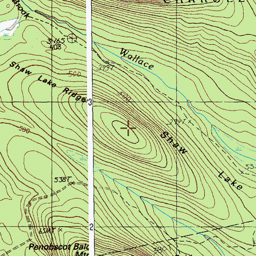 Topographic Map of Shaw Lake Ridge, ME