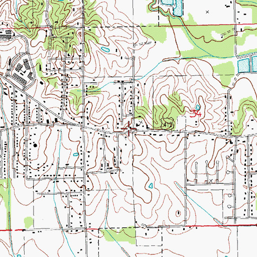 Topographic Map of Center Hill, AR