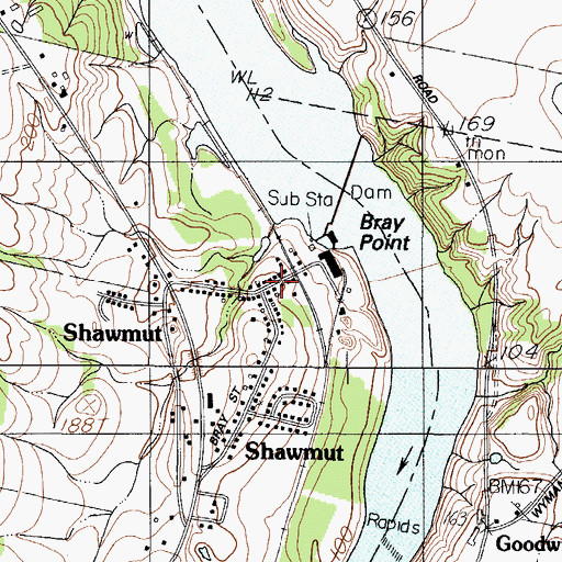 Topographic Map of Shawmut, ME