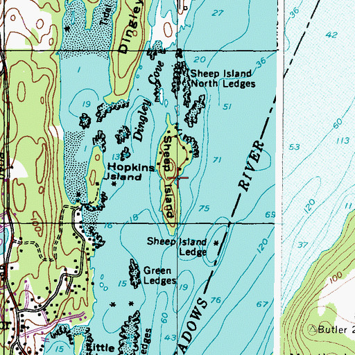 Topographic Map of Sheep Island, ME