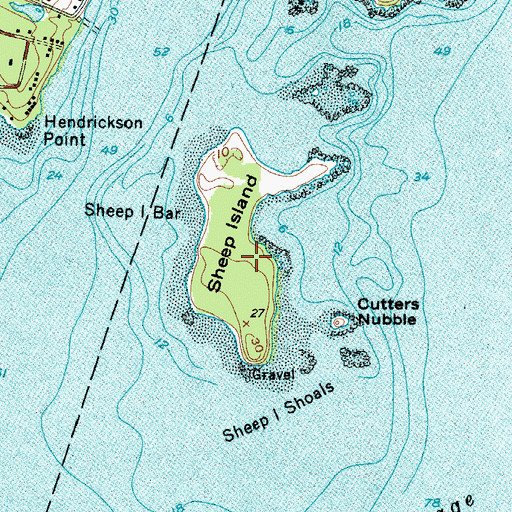 Topographic Map of Sheep Island, ME