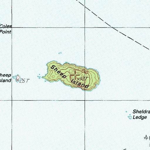 Topographic Map of Sheep Island, ME