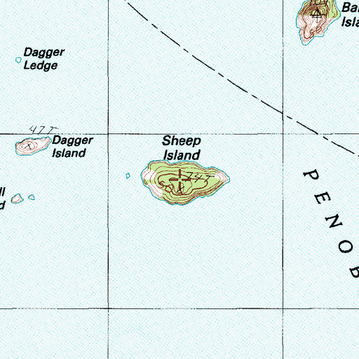 Topographic Map of Sheep Island, ME