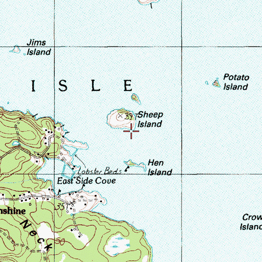 Topographic Map of Sheep Island, ME