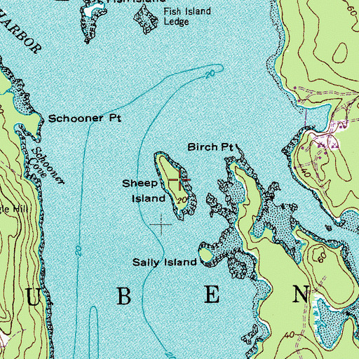Topographic Map of Sheep Island, ME