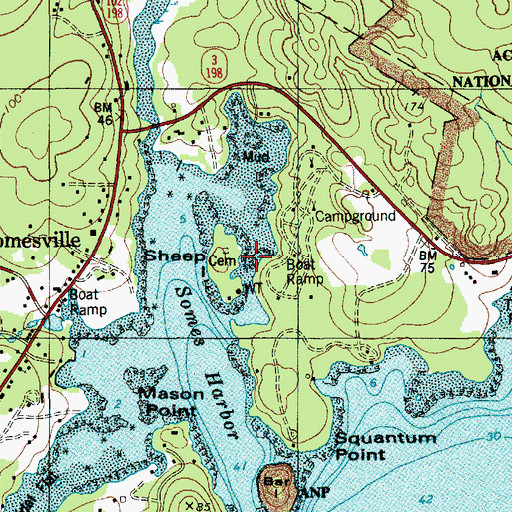 Topographic Map of Sheep Island, ME
