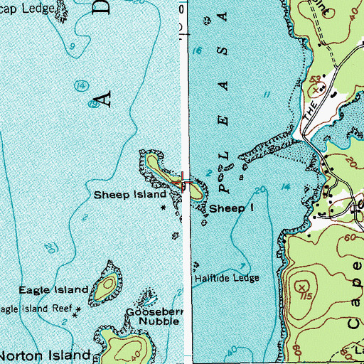 Topographic Map of Sheep Island, ME