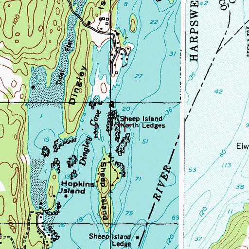 Topographic Map of Sheep Island North Ledges, ME