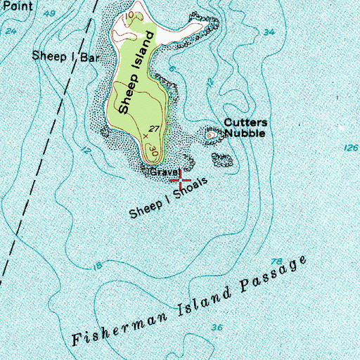 Topographic Map of Sheep Island Shoals, ME