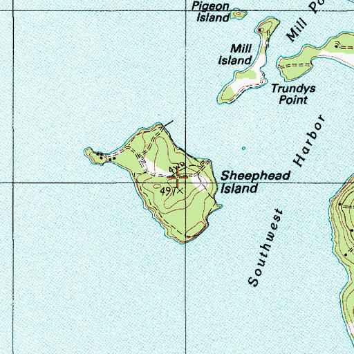 Topographic Map of Sheephead Island, ME