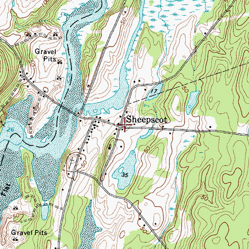 Topographic Map of Sheepscot, ME
