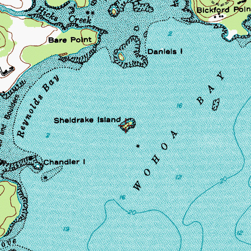 Topographic Map of Sheldrake Island, ME