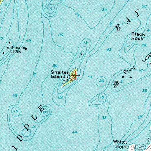 Topographic Map of Shelter Island, ME