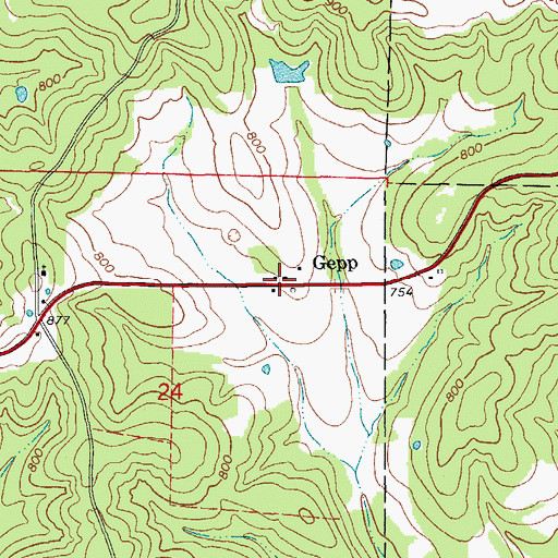 Topographic Map of Gepp, AR