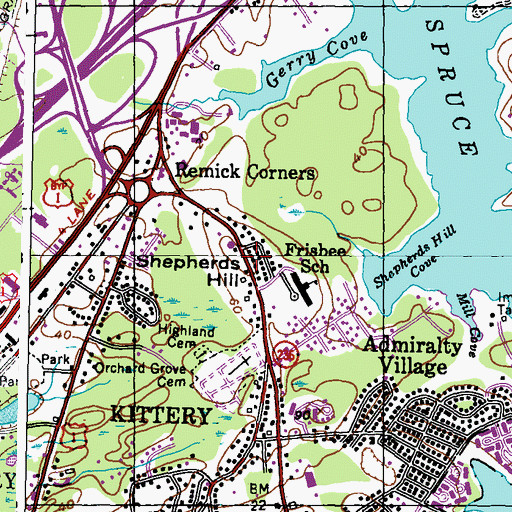 Topographic Map of Shepherds Hill, ME