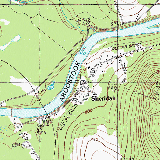 Topographic Map of Sheridan, ME