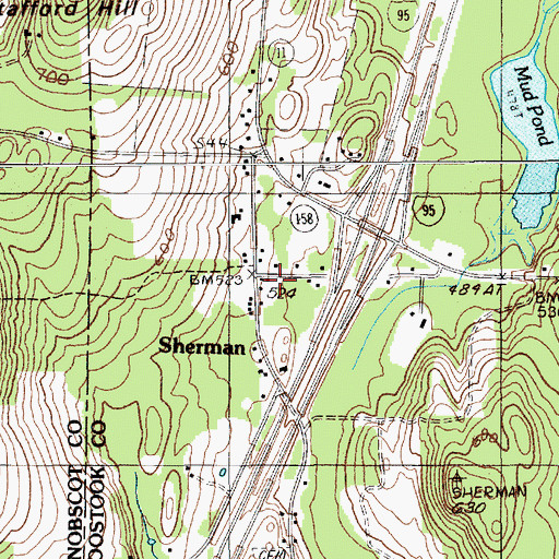 Topographic Map of Sherman, ME