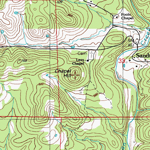 Topographic Map of Chapel Hill, AR