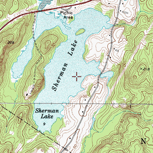 Topographic Map of Sherman Lake, ME