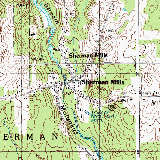 Topographic Map of Sherman Mills, ME