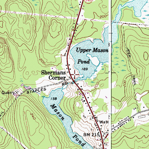 Topographic Map of Shermans Corner, ME