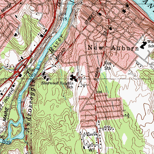 Topographic Map of Sherwood Heights Elementary School, ME