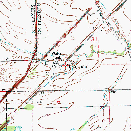 Topographic Map of Chatfield, AR