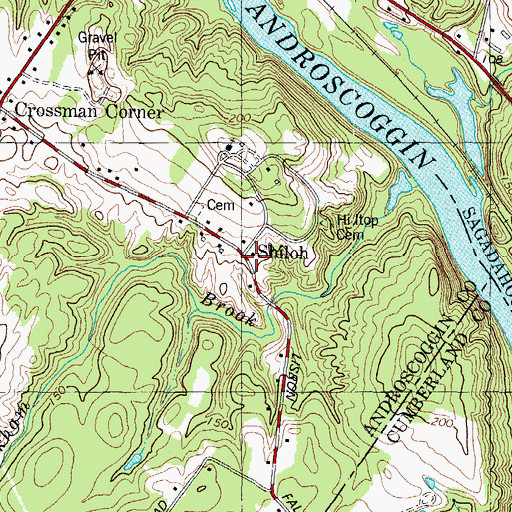 Topographic Map of Shiloh, ME