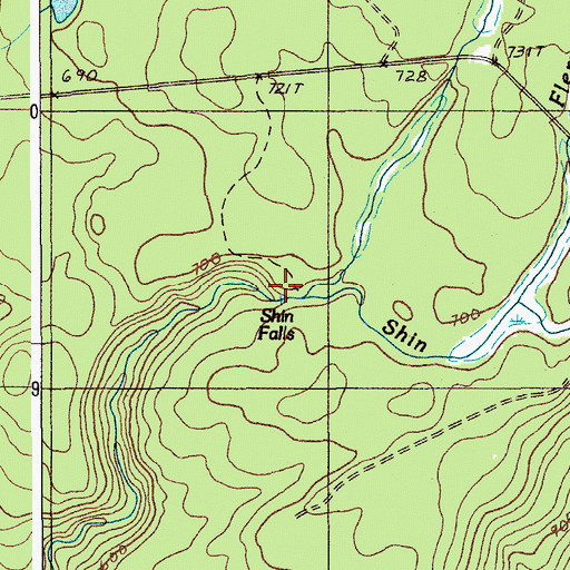 Topographic Map of Shin Falls, ME