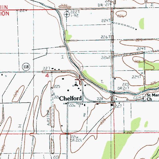 Topographic Map of Chelford, AR