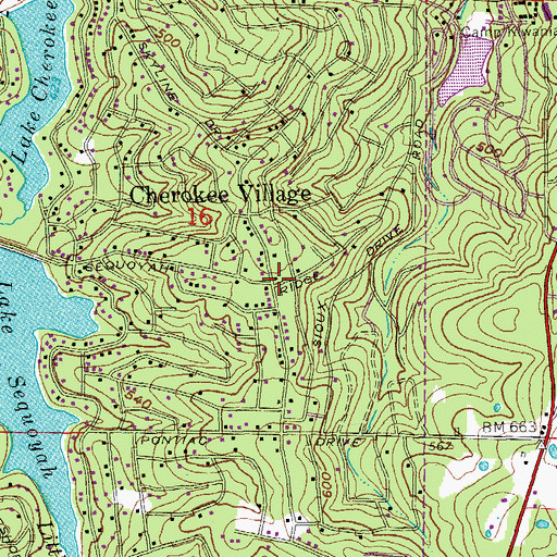 Topographic Map of Cherokee Village, AR