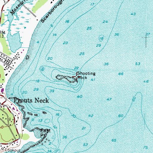 Topographic Map of Shooting Rock, ME