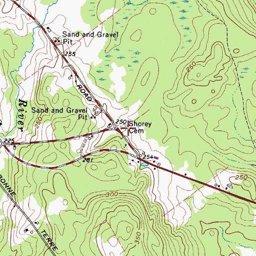 Topographic Map of Shorey Cemetery, ME