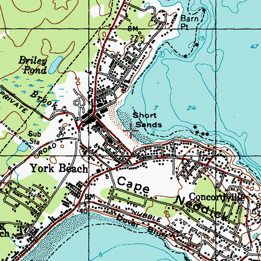Topographic Map of Short Sands, ME