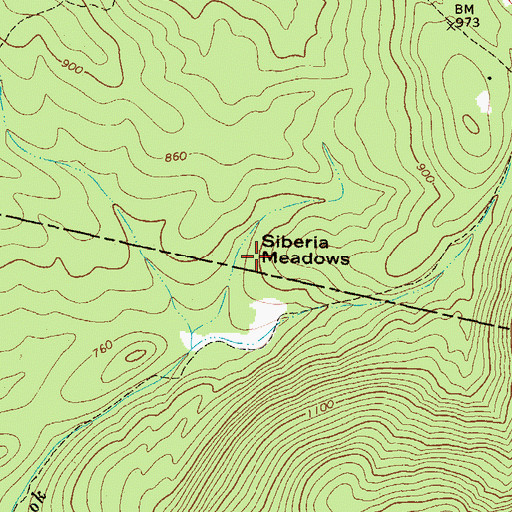 Topographic Map of Siberia Meadows, ME