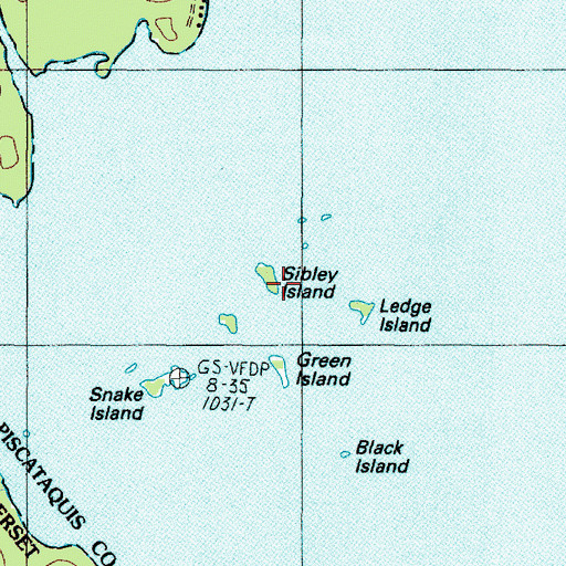 Topographic Map of Sibley Island, ME