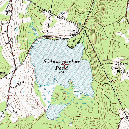 Topographic Map of Sidensparker Pond, ME