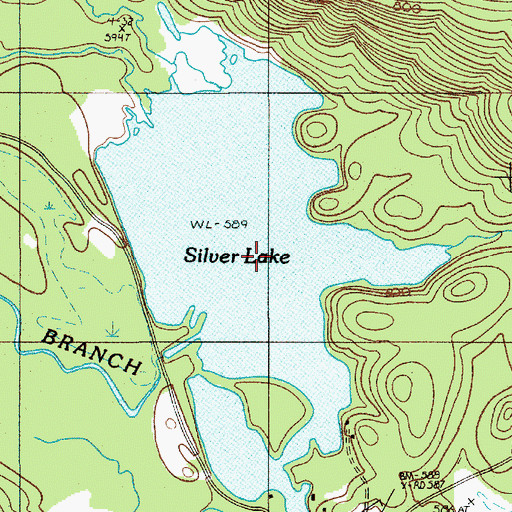 Topographic Map of Silver Lake, ME