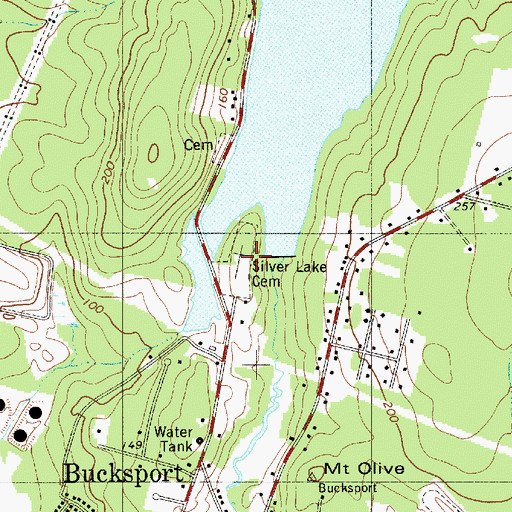 Topographic Map of Silver Lake Cemetery, ME