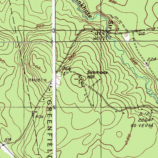 Topographic Map of Simmons Hill, ME