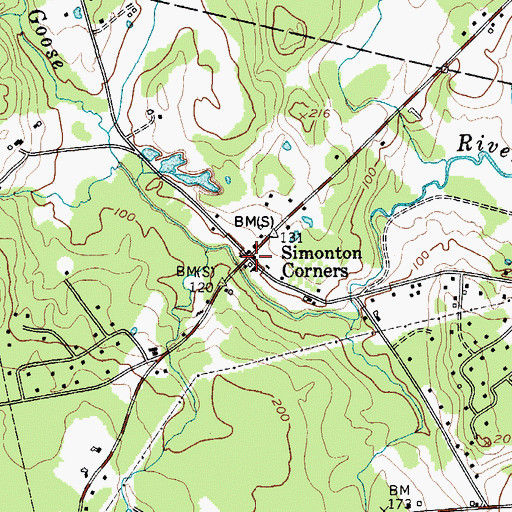 Topographic Map of Simonton Corners, ME