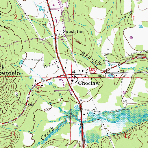 Topographic Map of Choctaw, AR