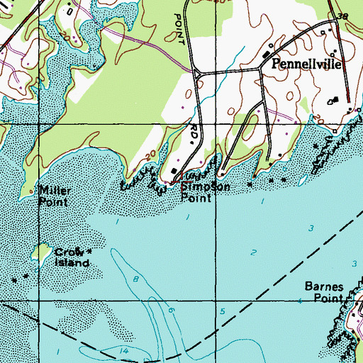 Topographic Map of Simpson Point, ME